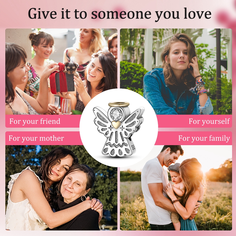 925 Sterling Silver Angel Guardian Charm, Meaningful Accessory